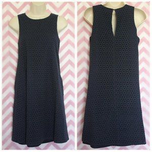 Navy Blue Eyelet Shift Dress Size 4